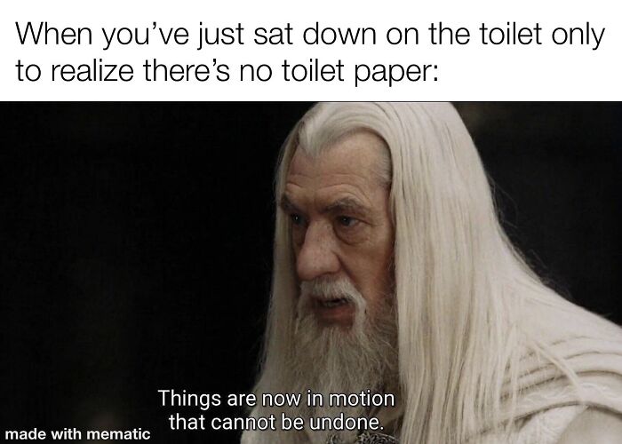 Wizard meme with Middle Earth humor about toilet paper scarcity.