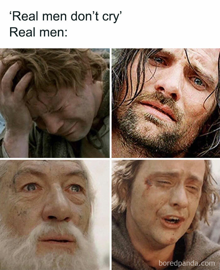 Middle Earth characters showing strong emotions in a meme format.