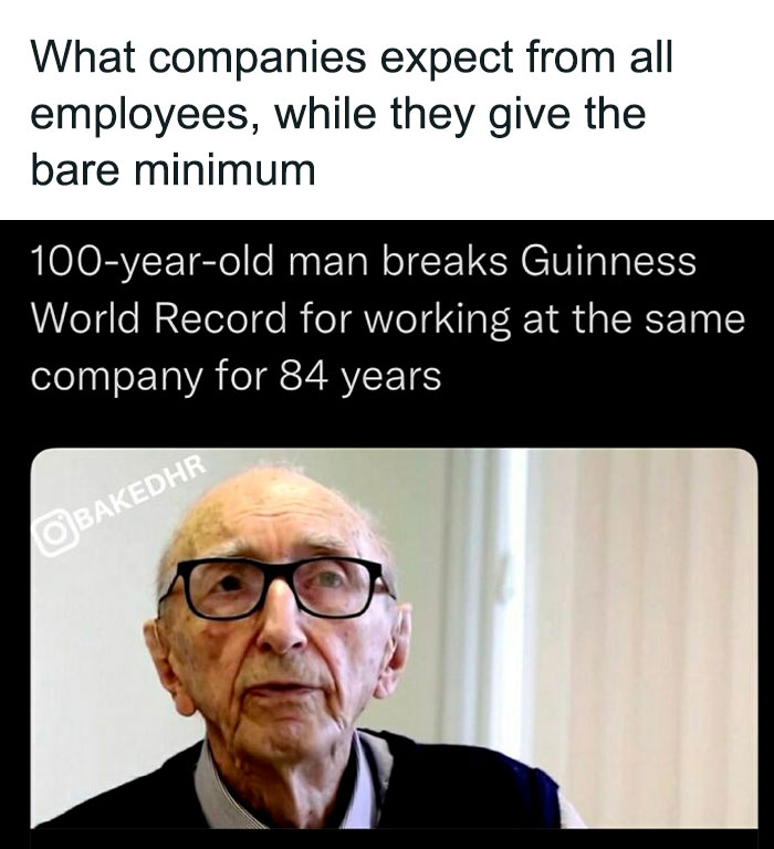 Elderly man with glasses in meme highlighting humorous HR expectations versus reality.