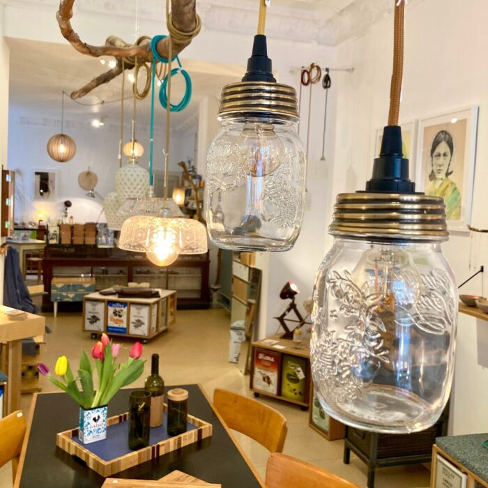 Kitchen with mason jar lights furniture and table Kitchen with mason jar lights furniture and table