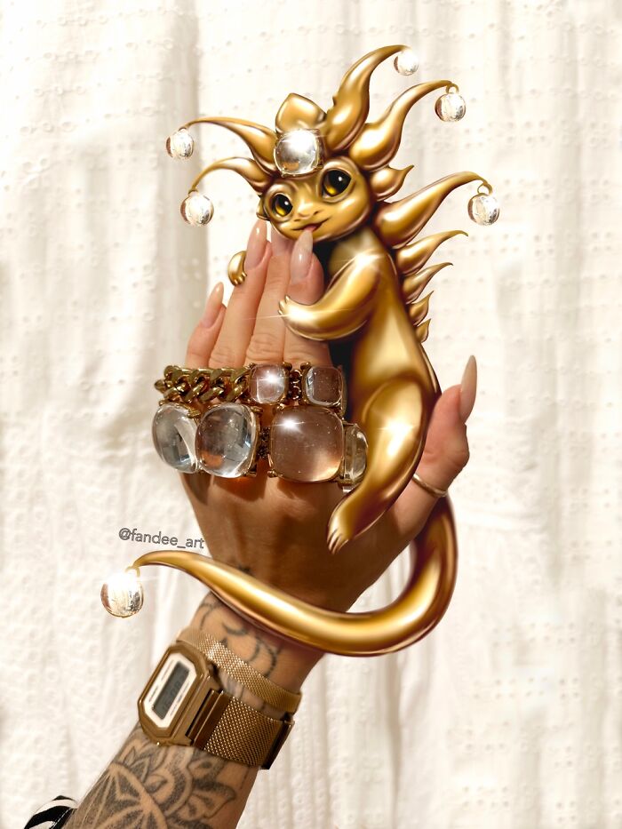 Small Gold Idol, Nude Manicure And Belt From Zara