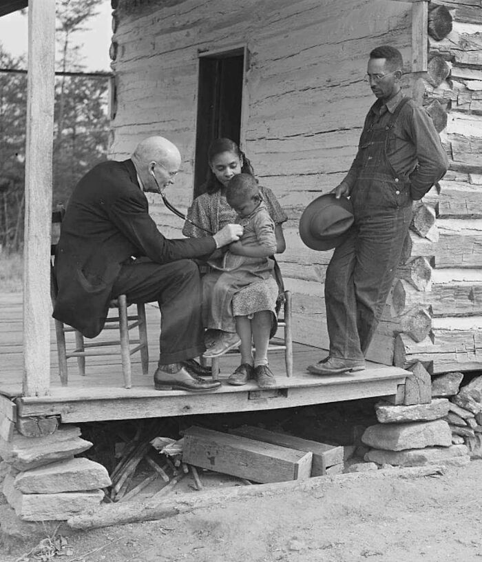 A Little Boy Getting Examined By A Doctor, 1940