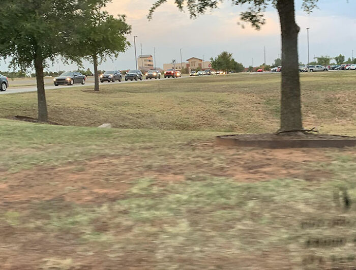 The Drop-Off Line Is In Front Of My School. The First Hour Starts In Three Minutes