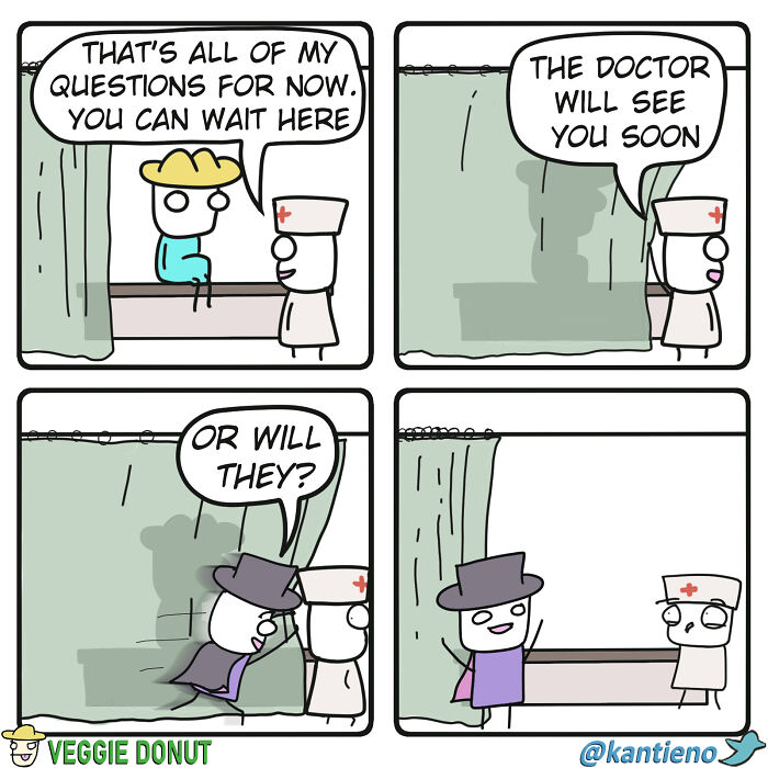 Comics About A Pair Of Friends Talking To A Nurse And Doing Magic Tricks veggiedonut