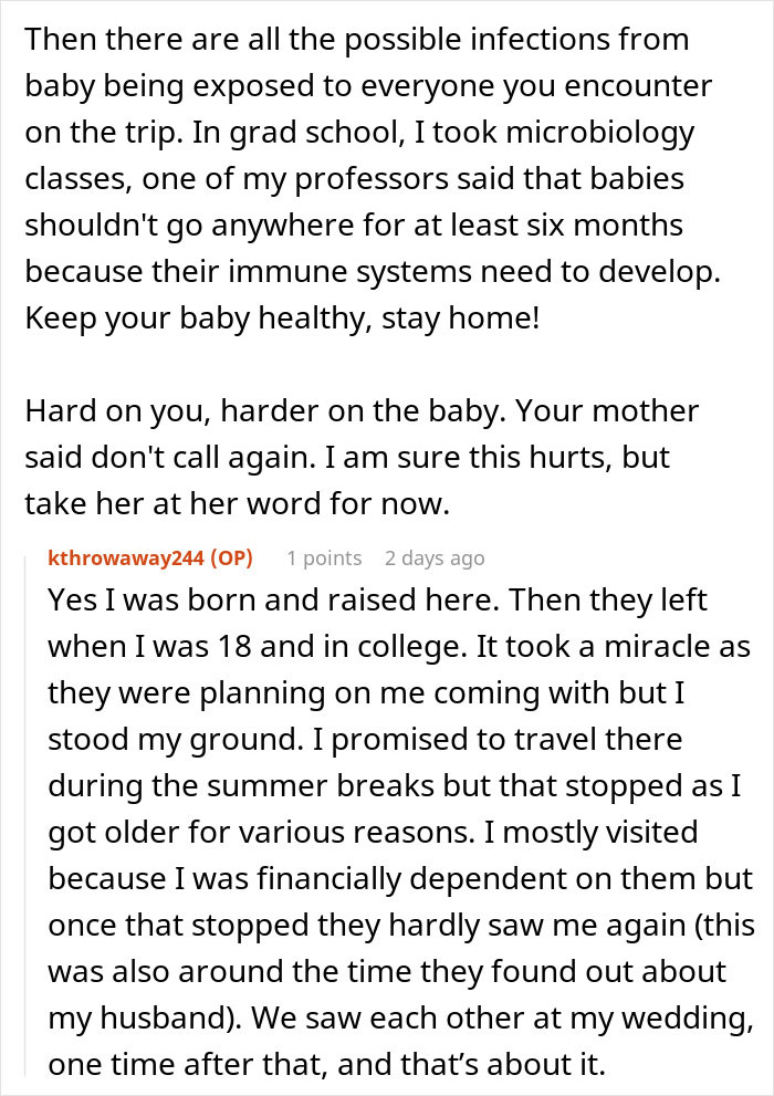 Woman Infuriates Her Parents By Not Going On A 10-Hour Flight So They Can See Their Grandbaby