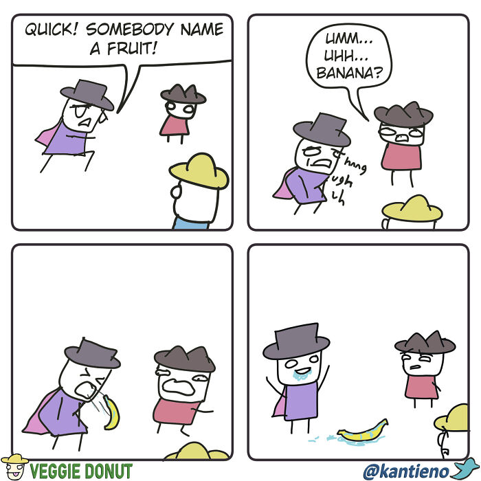 Comics About A Pair Of Friends Showing Magic Trick Banana veggiedonut