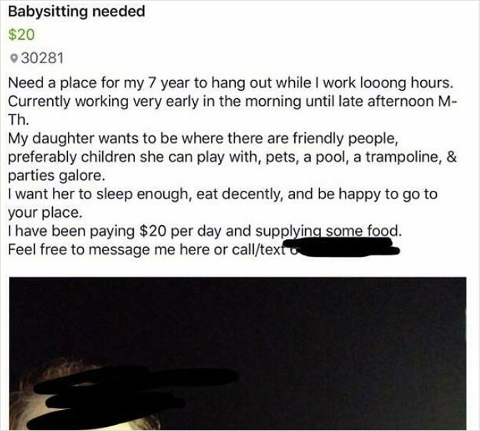 Babysit My Kid For 20$/Day