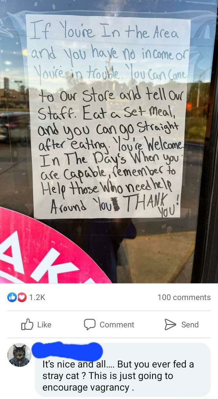 A Local Restaurant Offered Free Meals While The Community Is Still Recovering From Multiple Tornados. This Person's Response: