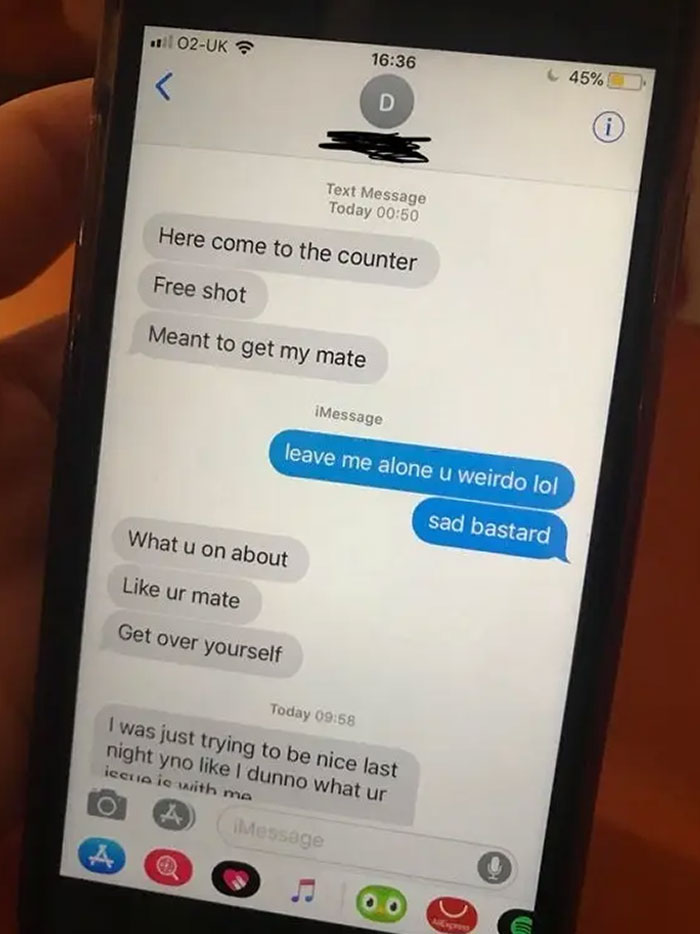 From My Friend's Ex Who Stalks Her And “Happened” To Be At The Same Bar As Us Last Night