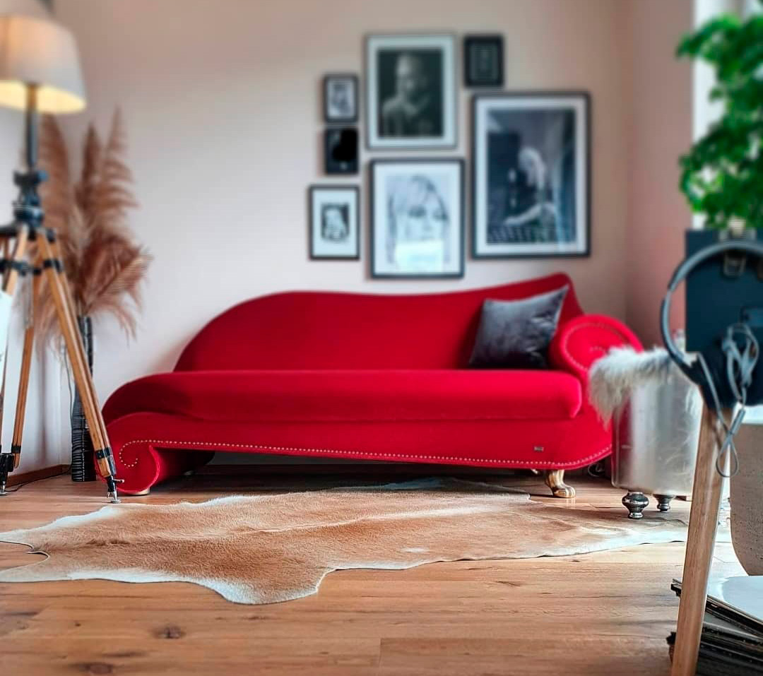 Red Velvet Chaise Lounge chair