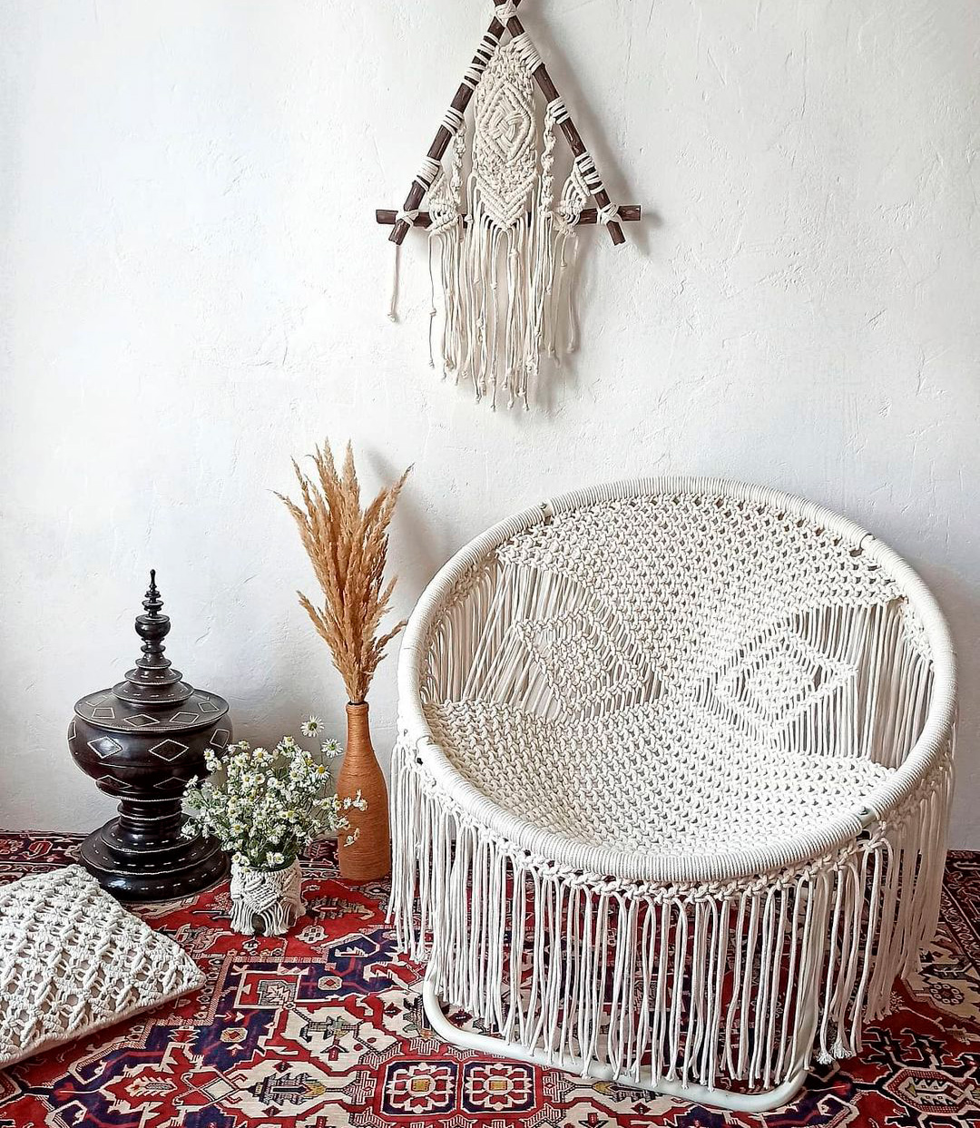 Tasseled chair for bedroom