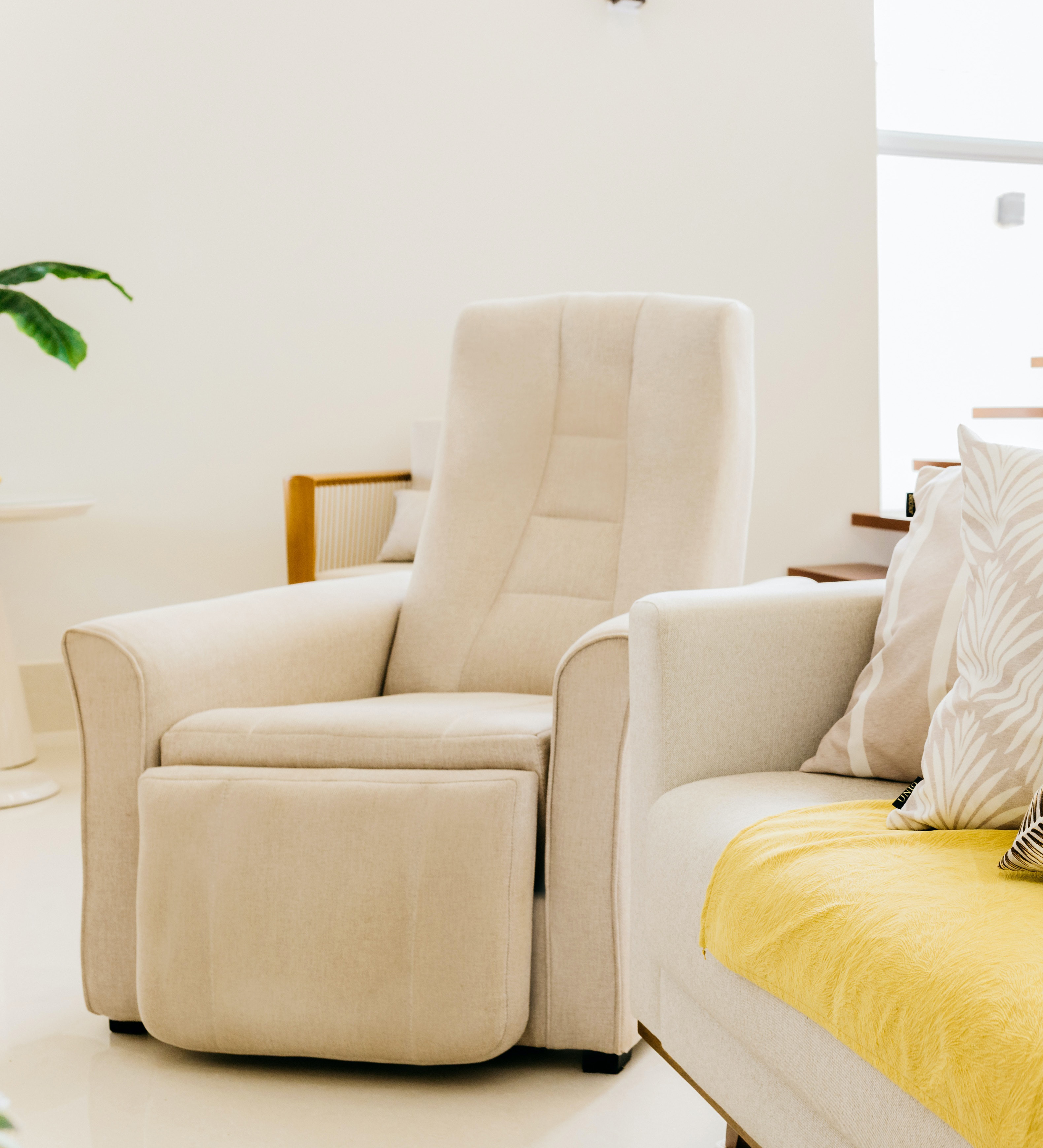 Reclining chair in light color