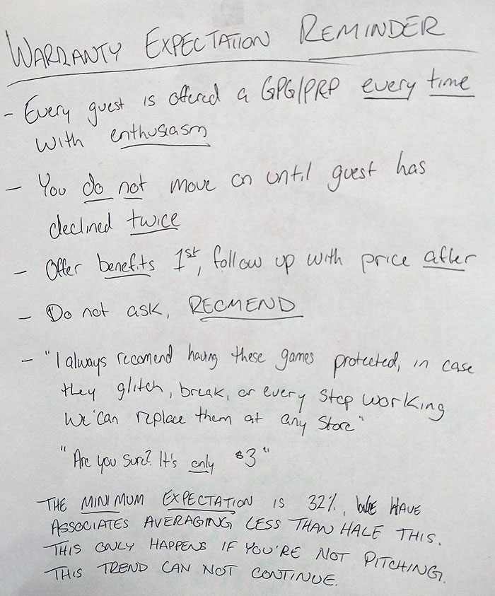 My Friend Works At A Local Gamestop That Pays 10$ An Hour With No Commission Structure. These Are The Expectations For Selling Warranties On Games