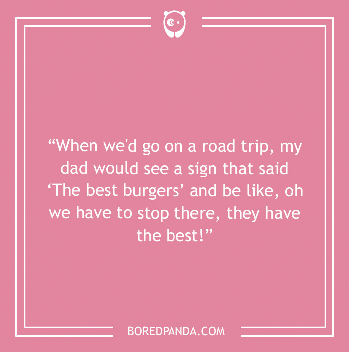 Road trip joke about burgers and dad 