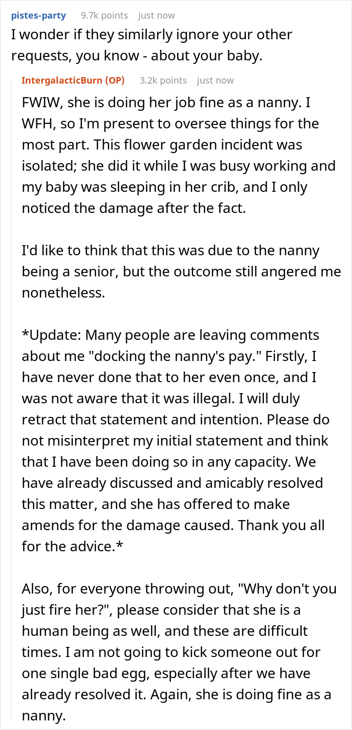 Woman Warns Baby's Nanny Not To Touch Her Flower Garden, Finds That Everything Has Been Dug Up Woman Warns Baby's Nanny Not To Touch Her Flower Garden, Finds That Everything Has Been Dug Up