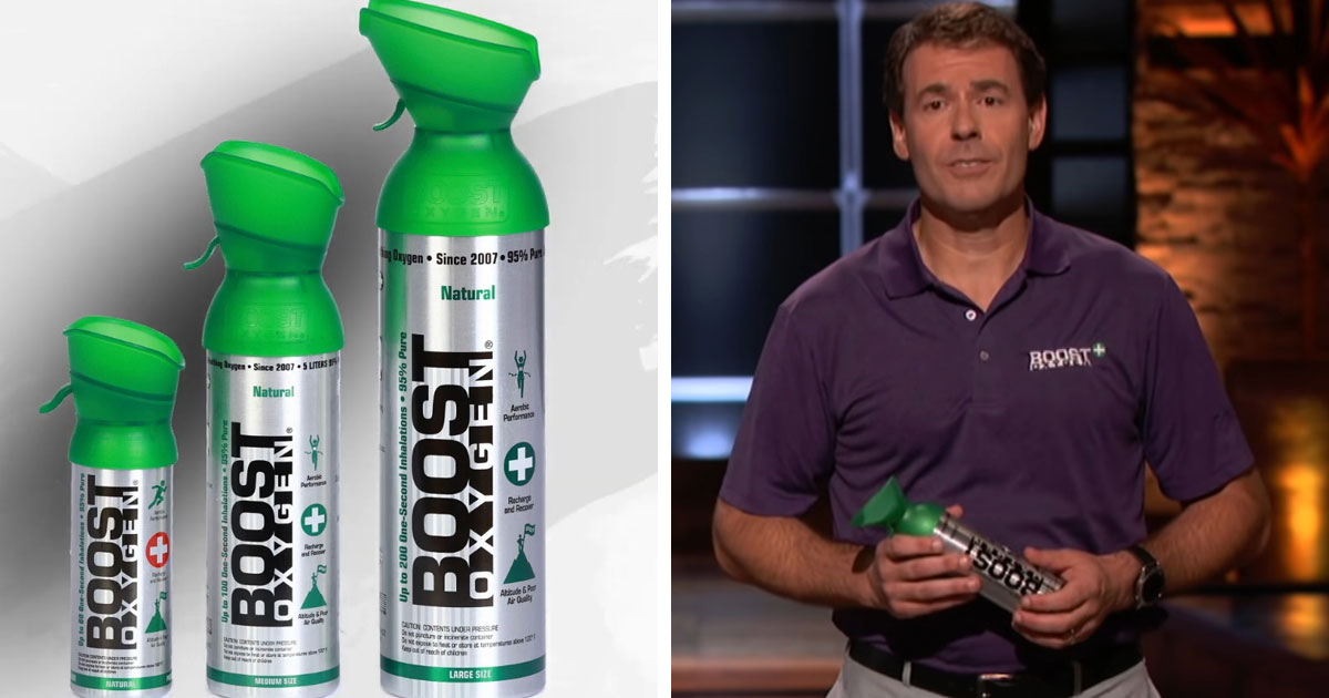 "Boost Oxygen" presents their oxygen bottles on the Shark Tank show "Boost Oxygen" presents their oxygen bottles on the Shark Tank show