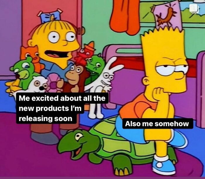 Cartoon depicts the daily troubles of small biz owners with contrasting emotions, featuring excited and indifferent captions.