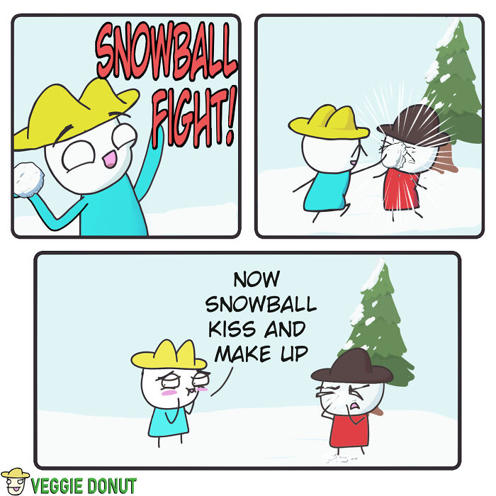 Comics About A Pair Of Friends Having A Snowball Fight veggiedonut