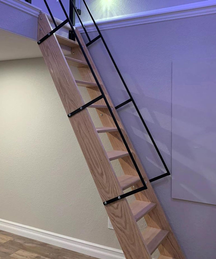 wooden ladders design stairs with black railings