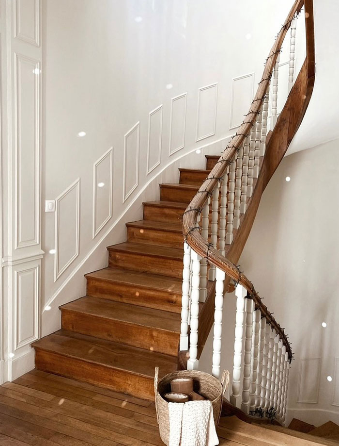 simple wooden and whit stairway 