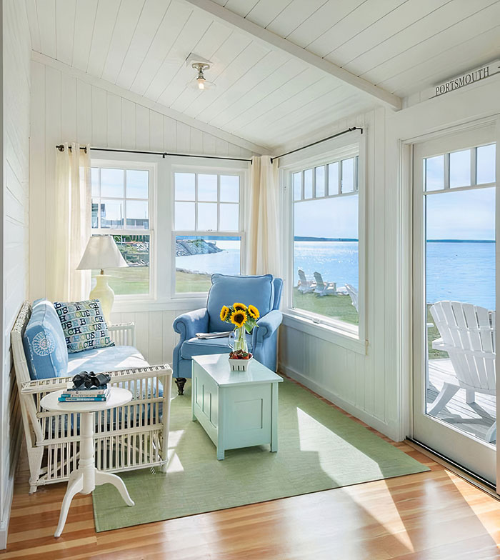 Beach Style Blue And White Sunroom Beach Style Blue And White Sunroom