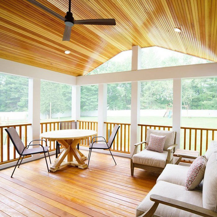 Cozy Warm Wooden Three-Season Sunroom Layout Cozy Warm Wooden Three-Season Sunroom Layout