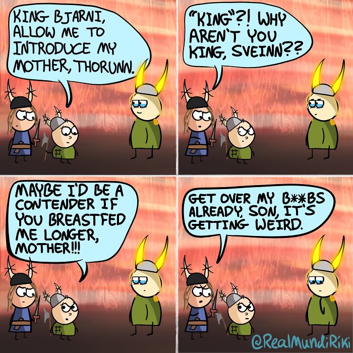 My 31 Comics About An Over-Possessive Mom Who Joins Her Son On A Viking Raid