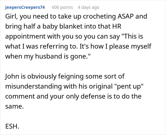 Man Implies Woman Colleague Is &ldquo;Pent Up&rdquo; At Home With Husband Gone, Doesn&rsquo;t Expect Her Response