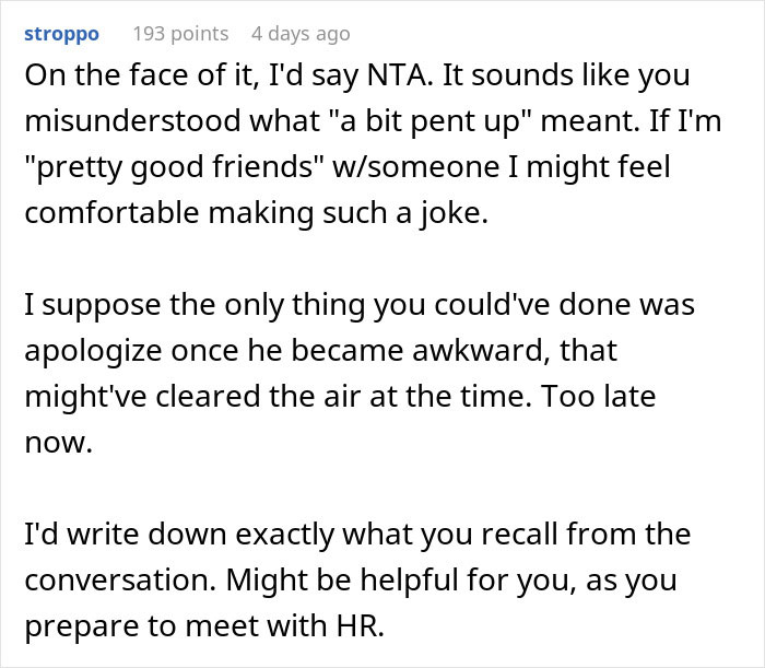 Man Implies Woman Colleague Is &ldquo;Pent Up&rdquo; At Home With Husband Gone, Doesn&rsquo;t Expect Her Response
