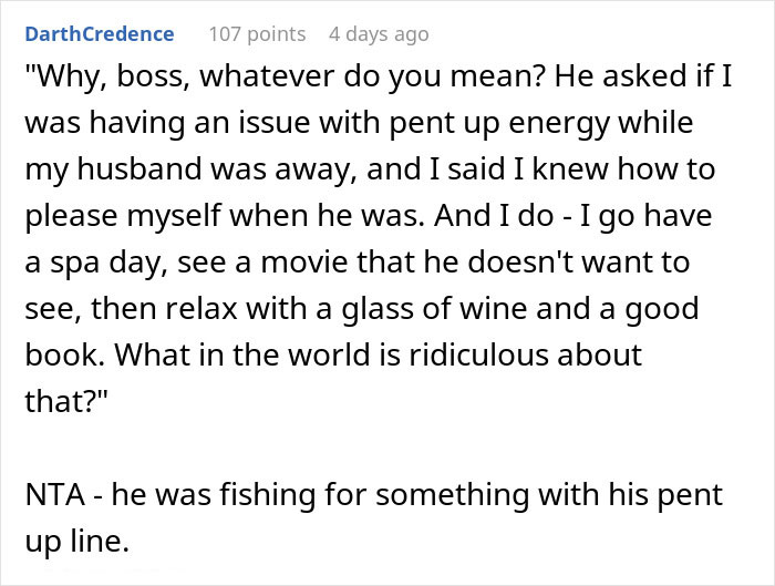 Man Implies Woman Colleague Is &ldquo;Pent Up&rdquo; At Home With Husband Gone, Doesn&rsquo;t Expect Her Response