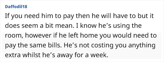 Parent Expects Son To Keep Paying Rent Even While He&rsquo;s Away From Home, He Refuses