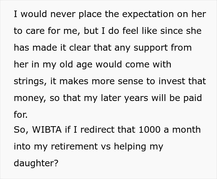 &ldquo;Would I Be The Jerk For Financially Cutting Off My Daughter?&rdquo;