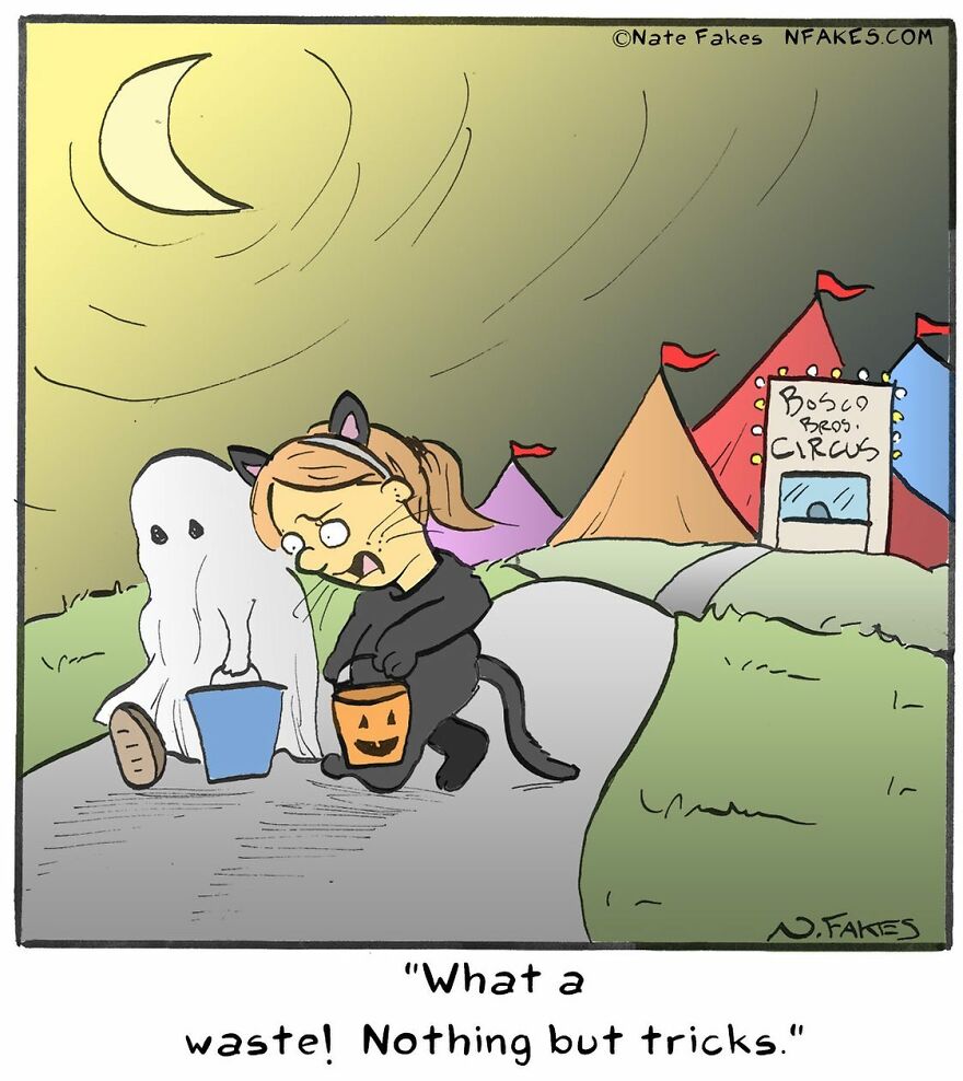 This Artist Can Tell A Joke In A Single Panel, Here Are His Best Works About Halloween (55 Pics)