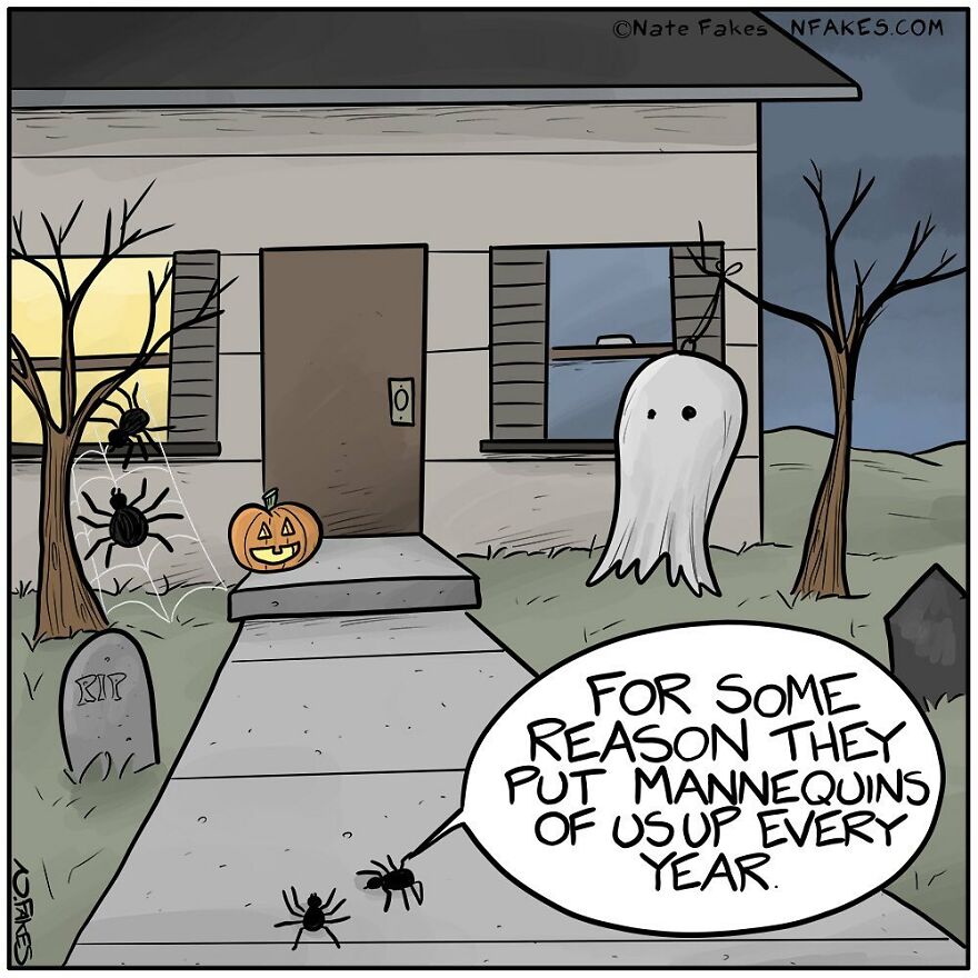 This Artist Can Tell A Joke In A Single Panel, Here Are His Best Works About Halloween (55 Pics)