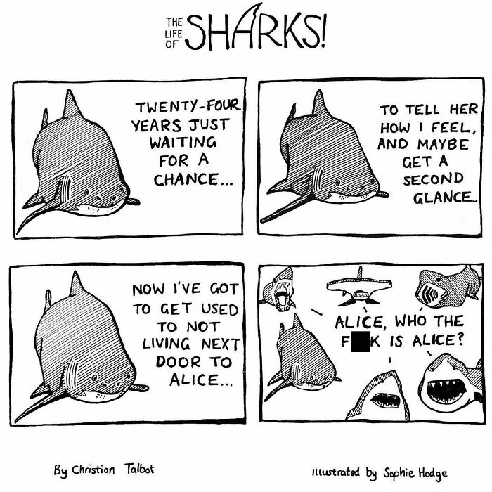 Artist Shows The Adventures Of Sharks And Their Interactions With Other Sea Creatures (New Pics)