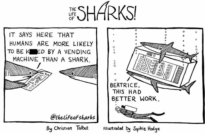 Artist Shows The Adventures Of Sharks And Their Interactions With Other Sea Creatures (New Pics)