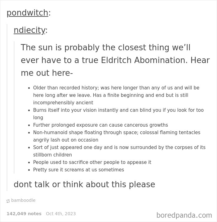 The Sun Being Compared To A Lovecraftian Deity Is Terrifying