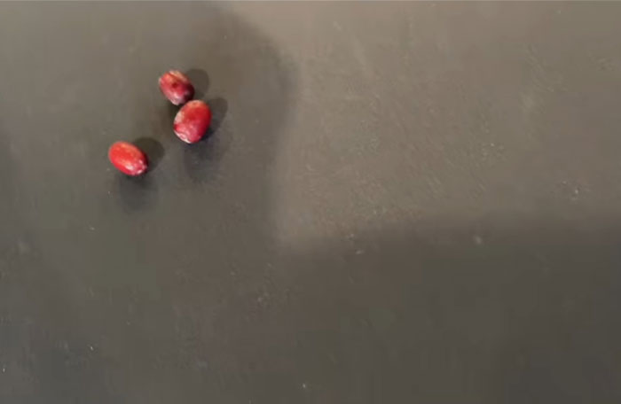 Red beads scattered on a dark surface related to Matthew Perry's mysterious Batman references online.