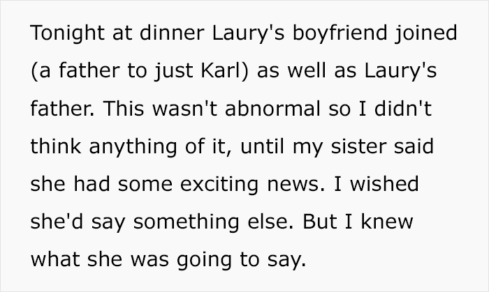 Text excerpt about a 16-year-old shaming older sister for getting pregnant for the seventh time during a family dinner.
