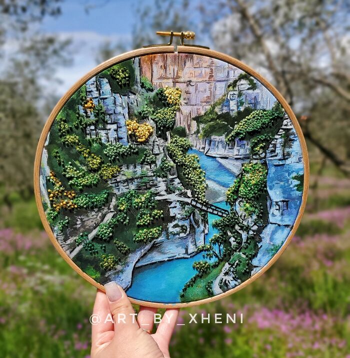 Embroidery Hoop Art Landscape