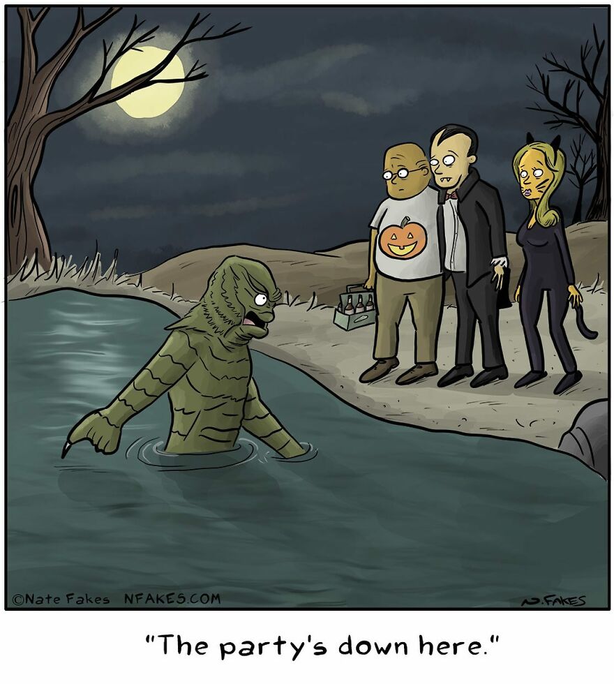 This Artist Can Tell A Joke In A Single Panel, Here Are His Best Works About Halloween (55 Pics)