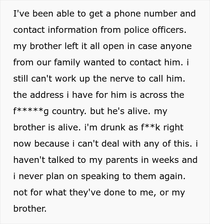 Man Finds Out His Parents Have Been Lying About His 'Missing' Brother For Years Man Finds Out His Parents Have Been Lying About His 'Missing' Brother For Years