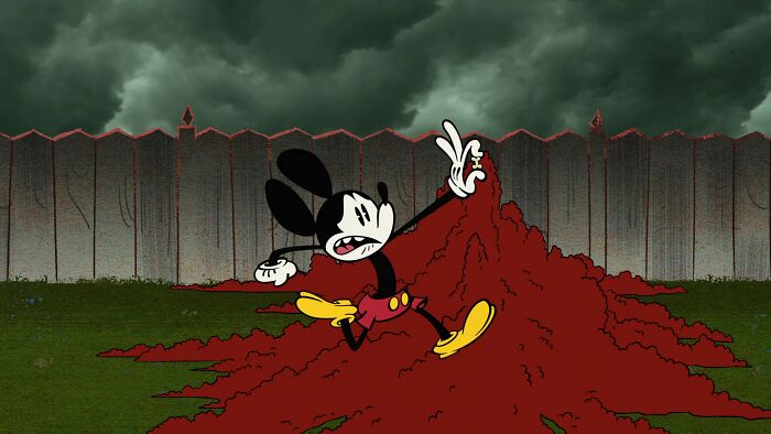 Mickey Mouse in a cartoon tv show scene 