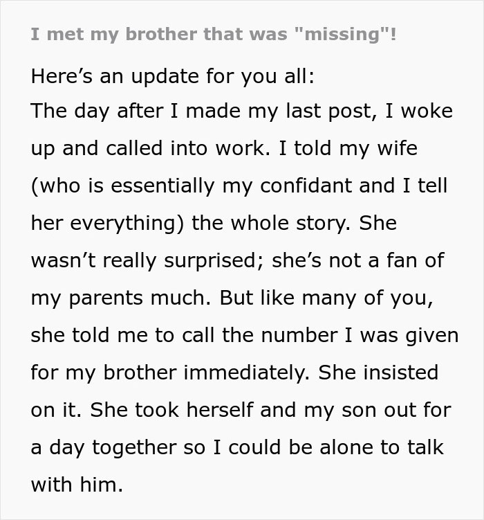 Man Finds Out His Parents Have Been Lying About His 'Missing' Brother For Years Man Finds Out His Parents Have Been Lying About His 'Missing' Brother For Years