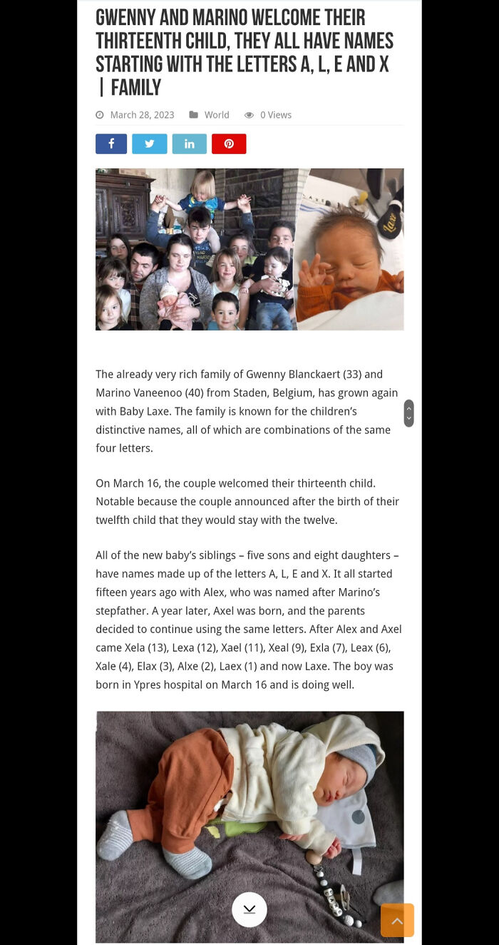 13th Baby With X A E L In Their Name