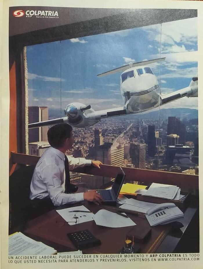 Anuncio sobre accidentes laborales en una revista colombiana, mayo de 2001