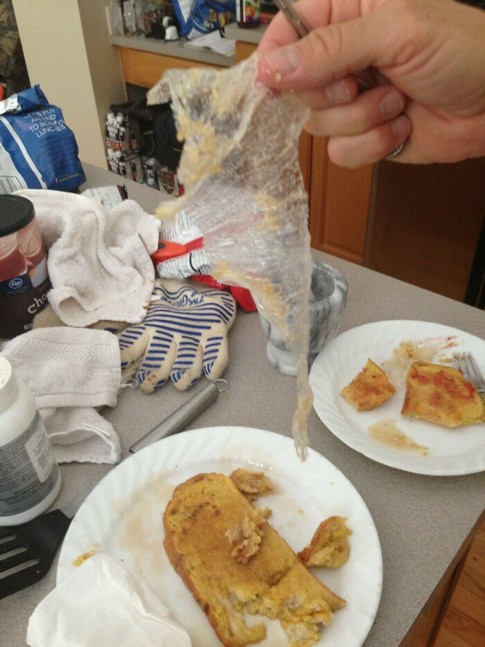 Made French Toast And Found Plastic Inside The Bread I Was Eating