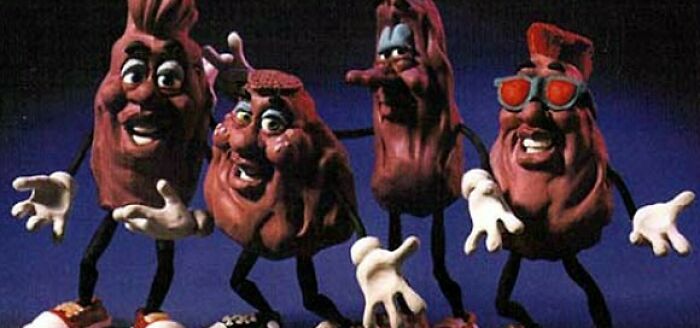 Funny anthropomorphic raisins with expressive faces, personifying the humor of getting old unexpectedly.