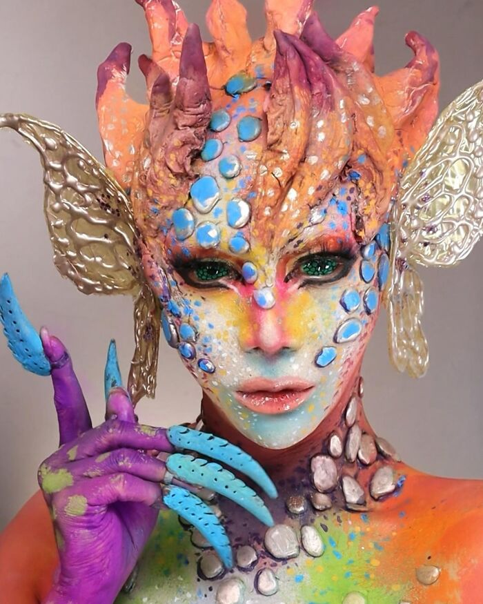 A Picture Of A Fantasy Creature Makeup Transformation
