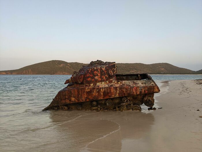 Tank On A Beach In Culebra, Puerto Rico